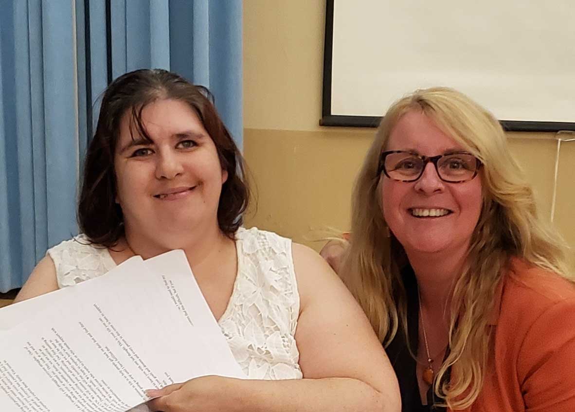 Julianne, CVNQuinte Board member and advocate, celebrates the power of choice in shaping her own life. She is seen here presenting with CVNQuinte Executive Director Terri Korkush