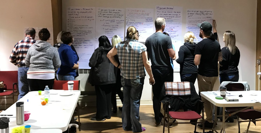 CVNQuinte employees gather around shared reflections during an Engagement Day session – an open, energizing space where ideas are welcomed, voices are heard, and meaningful change begins.